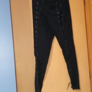 Black lace-up pants